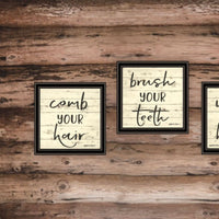 "Bathroom Commands" Framed Wall Art For Bathroom, Wall Art Print For Home Decor, Bathroom Wall Art By Susie Boyer Multicolor Wood Paper