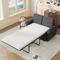 57.9" Orisfur Pull Out Sofa Bed Loveseat Sleeper With Twin Size Memory Mattress With Two Usb Ports For Living Room Spaces Old Sku:Wf305474Aae , Grey Grey Foam Linen