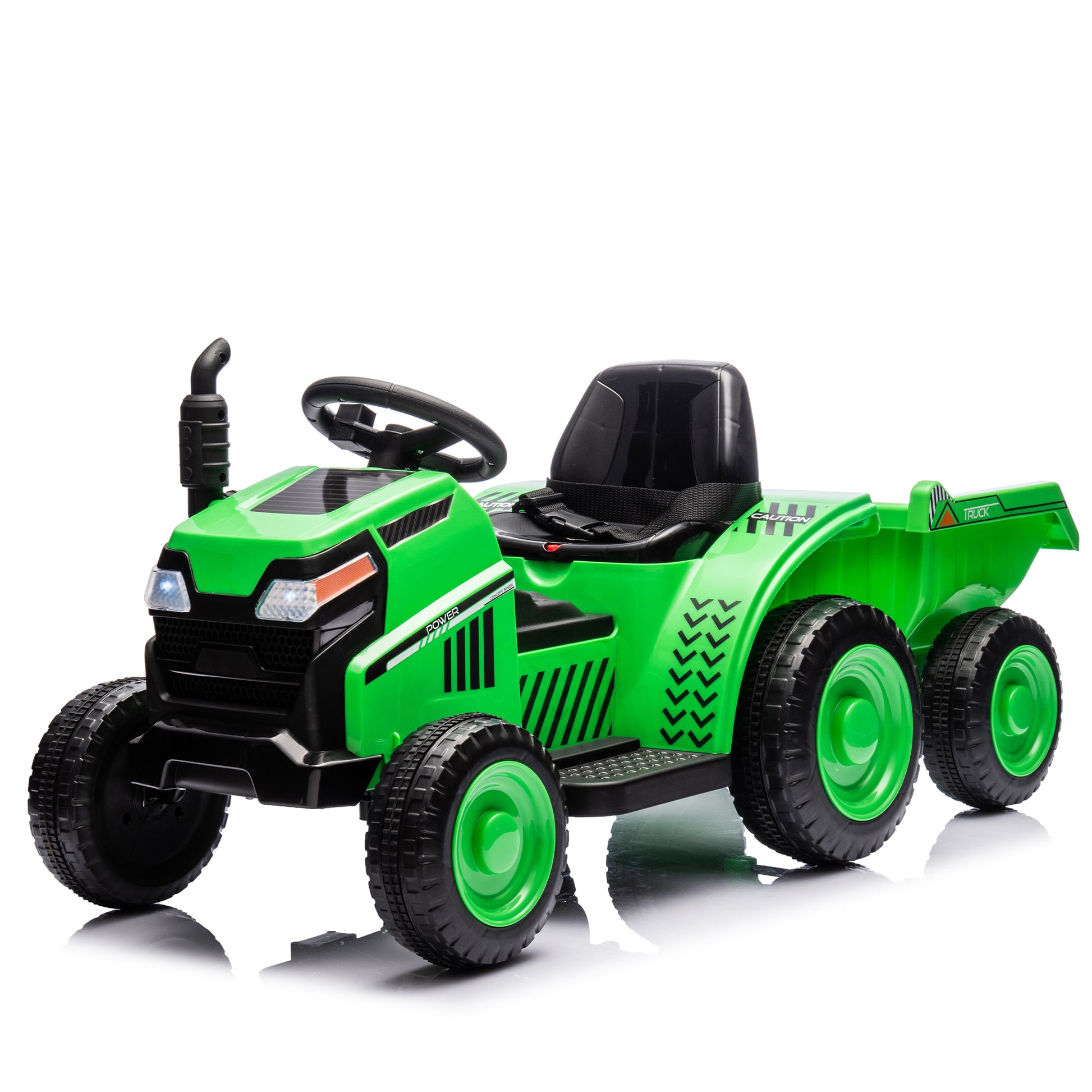 12V Kids Ride On Electric Tractor Black Knight,Kids Ride On Toy.2Wd,Non Skid Tires, Steering Wheel, Foot Pedal,With Removable Storage Tug,Light,Bluetooth,Music,Mp3,Usb,Power Display For Kids Aged 3 . Green 50 99 Lbs Polypropylene