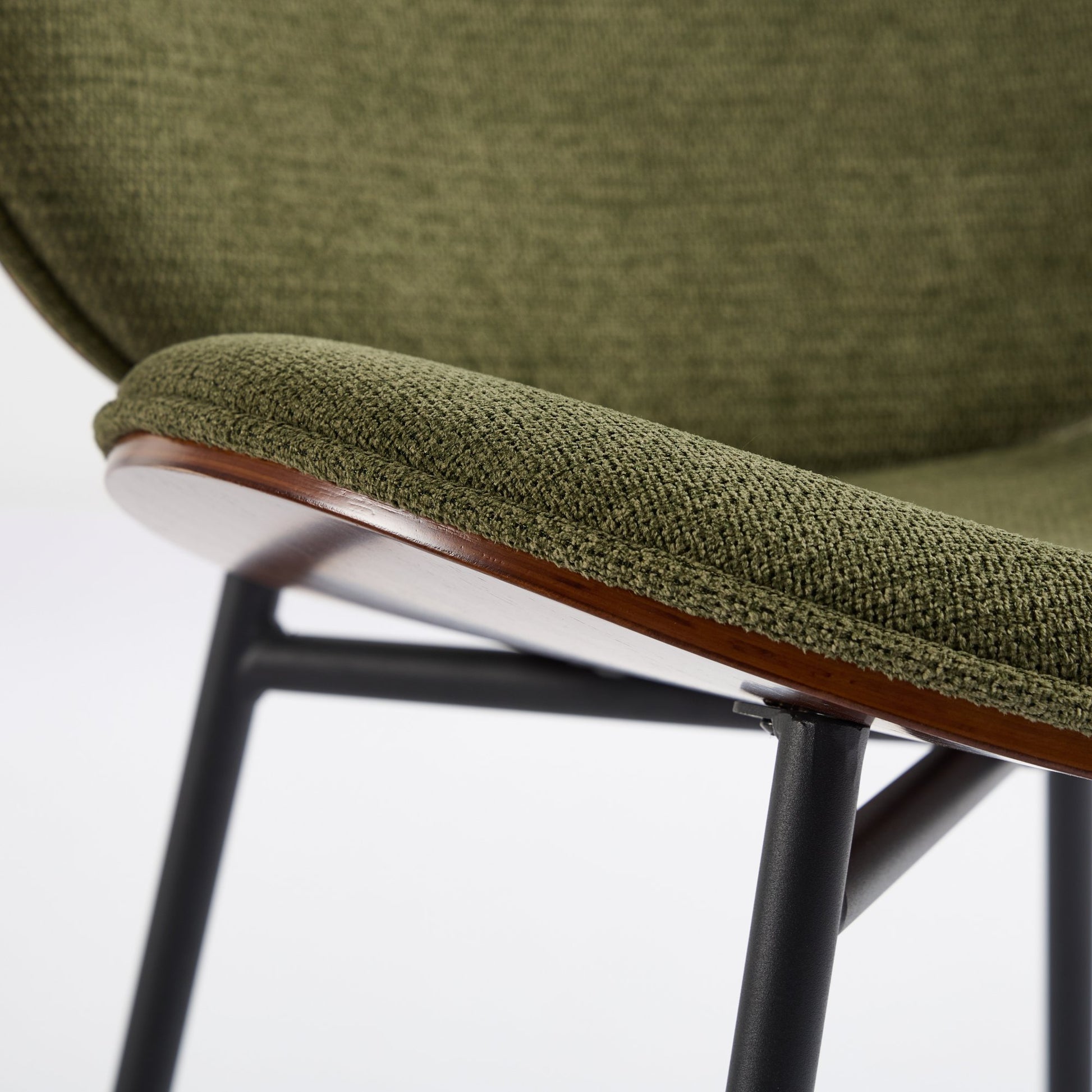 Mid Century Modern Shell Chair Single Side Chair Tripod,Green Fabric Lounge Chair In Walnut Finish Comfortable Backrest,Green Color,Sw1871Gn Green Primary Living Space Classic Foam Fabric