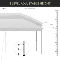 Outsunny 10' X 19' Pop Up Canopy With Easy Up Steel Frame, 3 Level Adjustable Height And Carrying Bag, Sun Shade Event Party Tent For Patio, Backyard, Garden, Off White White Steel
