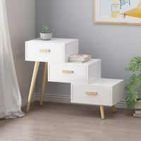 3 Drawer Stair Cabinet White Mdf