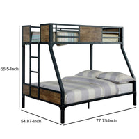 Wooden & Metal Frame Twin Full Size Bunk Bed, Black Black Wood Metal