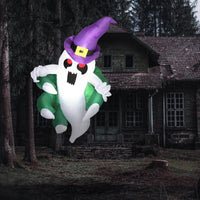 Outsunny 4Ft Inflatable Halloween Decoration, Lighted Window Sticker Ghost In Hat, Blow Up Outdoor Led Yard Display, Waterproof Multicolor Polyester