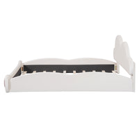 Queen Size Cloud Shaped Headboard Upholstered Platform Bed With Rounded Footboard And Pocket, Beige Queen Beige Velvet