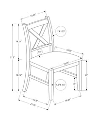 Dining Chair, 37" Height, Set Of 2, Dining Room, Kitchen, Side, Upholstered, Brown Solid Wood, Brown Leather Look, Transitional Black Foam Faux Leather
