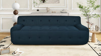 86.2'' Modern Minimalist Style Tufted Design Upholstered Sofa, 3 Seat Compression Sofa For Living Room, Bedroom, And Apartment Dark Blue Polyester 3 Seat