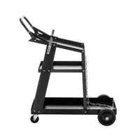 Welding Cart, 3 Tier Welder Cart Heavy Duty With 400Lbs Static Weight Capacity, 360 Swivel Wheels, Tank Storage Safety Chains, Rolling Mig Welder Cart For Tig, Arc, Mma Welding Machine Black Metal