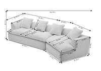 Modular Cushions Sofa Movable Ottoman, Minimalist Style Modular Sofa, ,Anti Wrinkle Fabric,Corner Low Back Deep Seat Spacious Sectional ,2 Pc Free Combination For House Apartment Living Room Sets