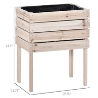 Outsunny 4Pcs Raised Garden Bed, Wooden Elevated Planter Box Kit With Bed Liner, Diy Shape, For Flowers Vegetables Natural Wood Wood