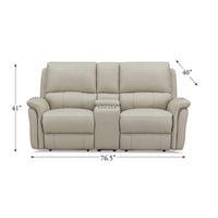 Erindale Power Headrest Zero Gravity Reclining Loveseat With Console Off White Genuine Leather Wood Primary Living Space Medium Firm Tight Back Eucalyptus Flared Arms Memory Foam Leather