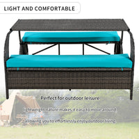 Versatile Outdoor Seat That Converts To Four Seats And A Table, Suitable For Gardens And Lawns Blue Hdpe
