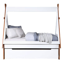 Oak And White Twin Tent Shaped Bed White Oak Wood