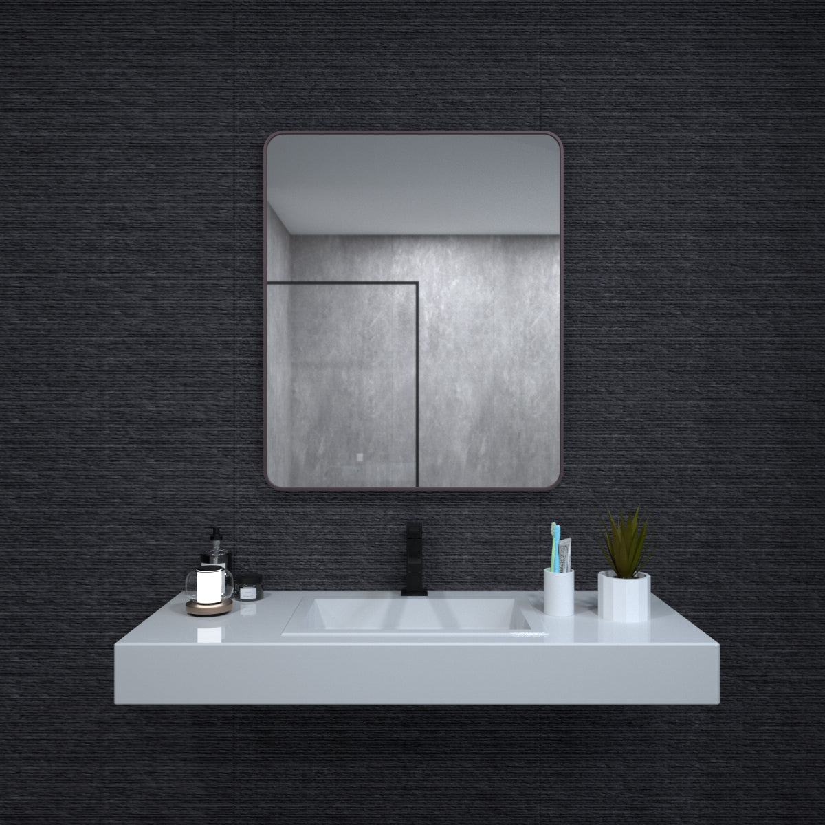 30 In. W X 36 In. H Rectangular Framed Wall Bathroom Vanity Mirror In Oil Rubbed Bronze Oil Rubbed Bronze Aluminium