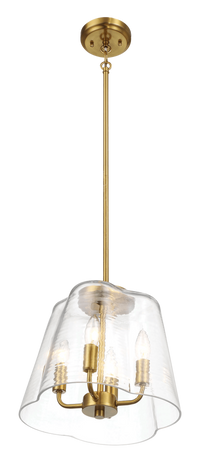 Soiree Four Candle Lights Pendant With Clear Glass Satin Brass Clear,Gold Ceiling Lights Brass,Glass,Metal