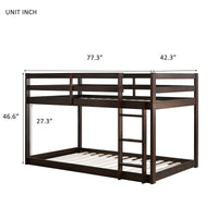 Solid Woodensolid Rubber Wooden Twin Over Twin Loft Bed With Ladder ,Upper And Bottom Bed Platforms Crafted With Strengthened Slats,Espresso Twin Espresso Rubber Wood