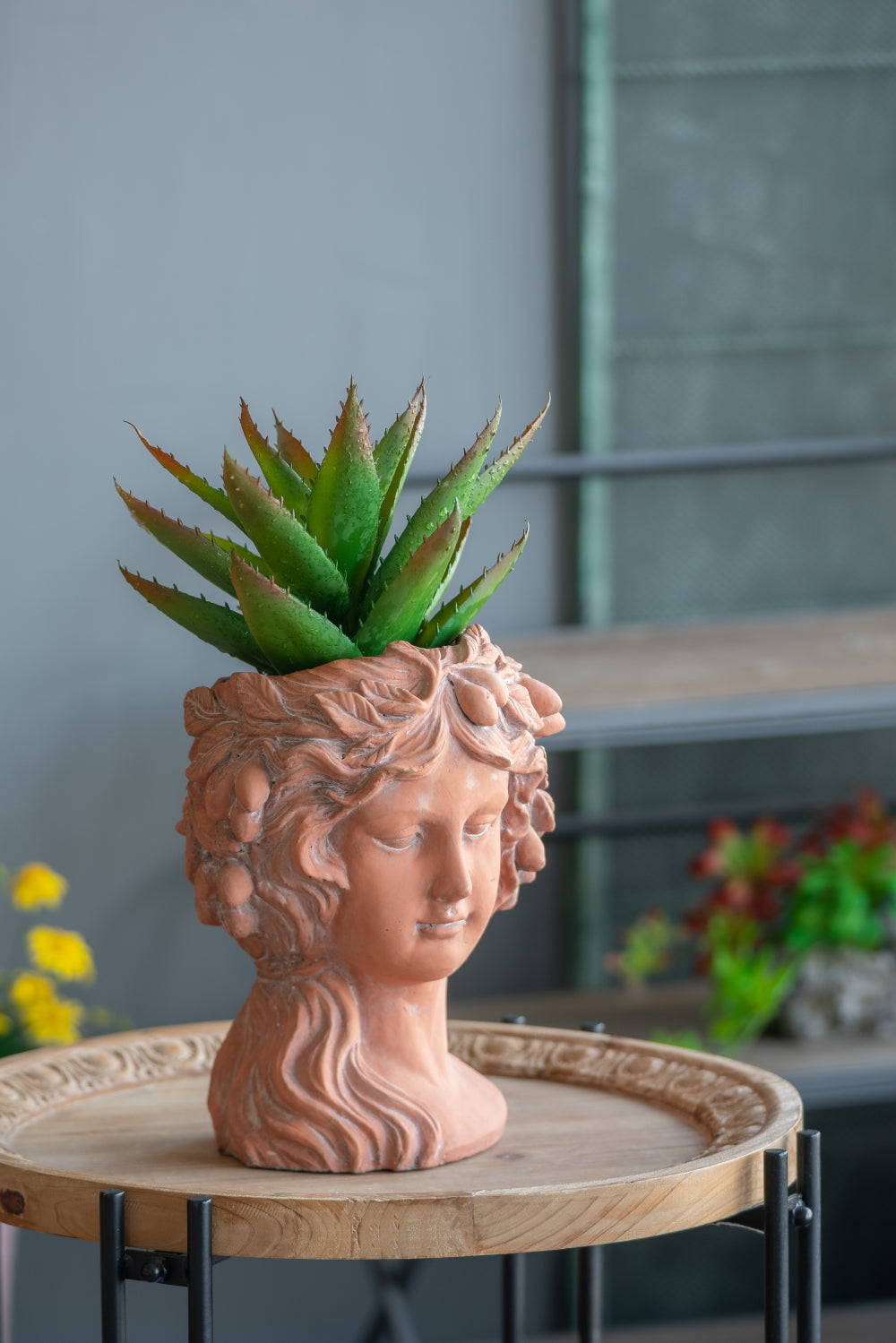 8X9X11.5" Brown Head Bust Planter, Greek Style Cement Head Planter Indoor Outdoor Home Garden Decor Brown Garden & Outdoor Cement