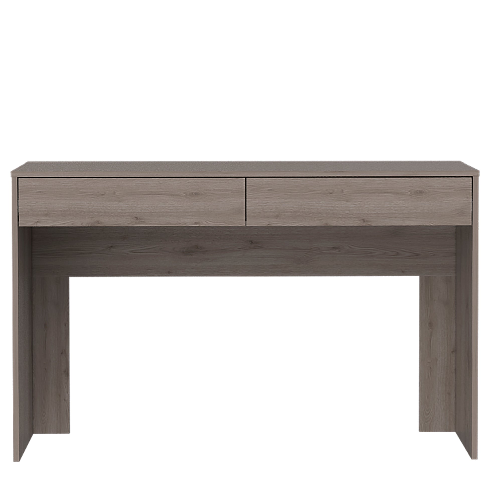 Acre Writing Computer Desk, Two Drawers Grey Computer Desk Office Modern Freestanding Rectangular Drawers Desk Rectangular Particle Board Engineered Wood