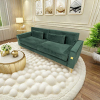 Fx P18 Rg2 Sofa Luxury Emerald Green Velvet Sofa With Gold Accents Modern 3 Seat Couch With Plush Cushions, Perfect For Living Room And Office Decor Retro Green Velvet 2 Seat