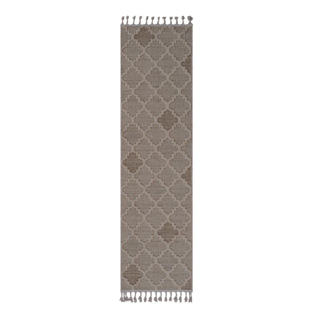 Naar Guros Collection 2X8 Cream Trellis Indoor Outdoor Area Rug Cream Polypropylene