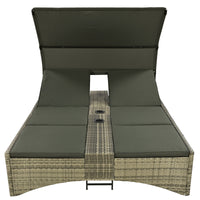 Patio Daybed Outdoor Daybed Outdoor Rattan Sun Lounger With Shelter Roof With Adjustable Backrest, Storage Box And 2 Cup Holders For Patio, Balcony, Poolside,Grey Yes Grey Seats 2 Water Resistant Frame Water Resistant Cushion Garden & Outdoor Sectional