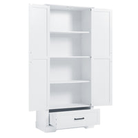 Tall Bathroom Storage Cabinet, Cabinet With Two Doors And One Drawer, Adjustable Shelf, Mdf Board, White White Mdf