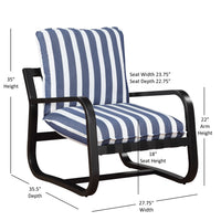 Asa Outdoor Sling Chair Upholstered In Blue And White Stripe Fabric Blue And White Stripes Foam Fabric Metal