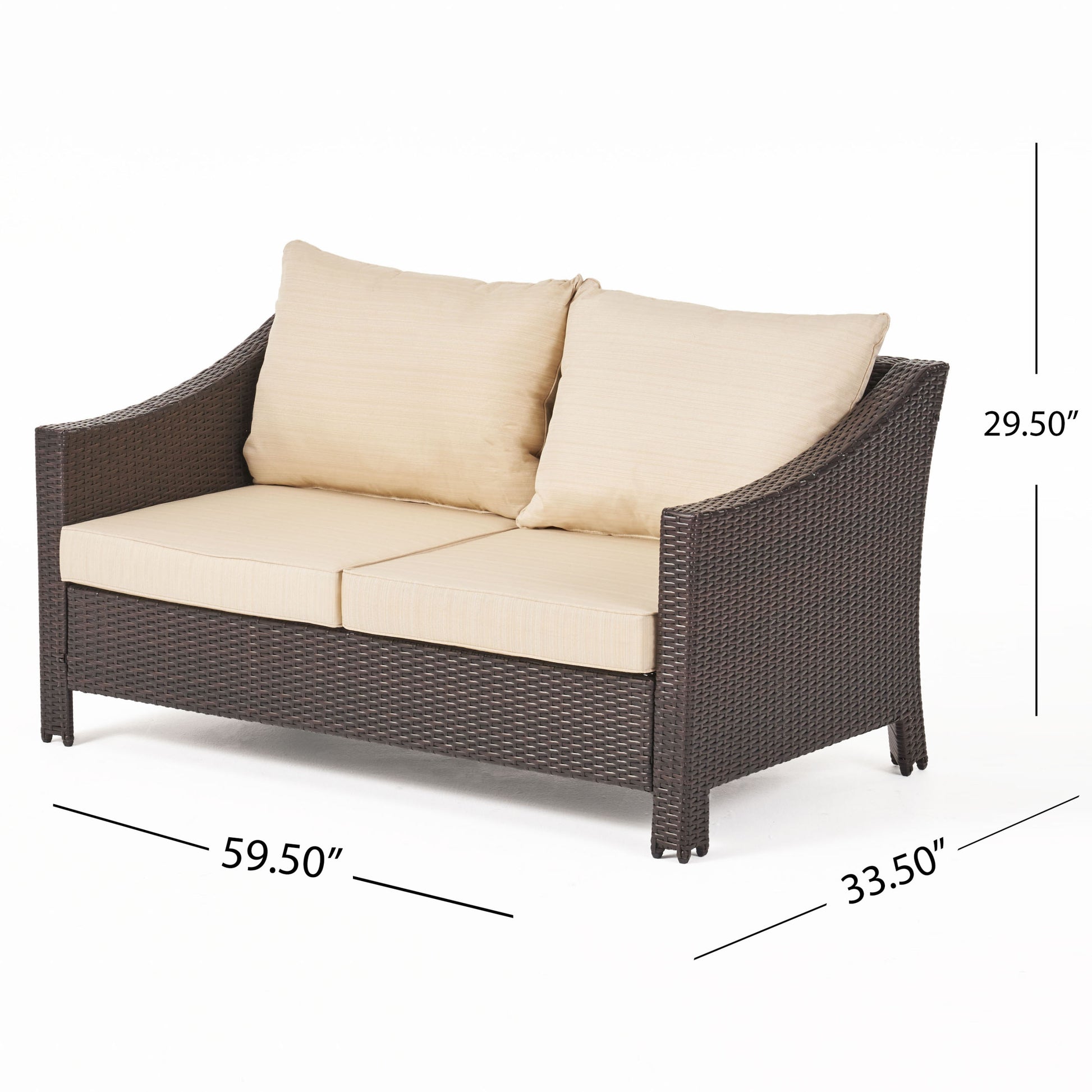 Antibes Seat & Table Brown Pe Rattan Iron Waterproof Fabric