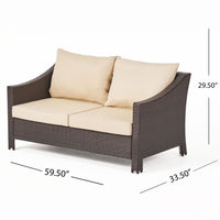 Antibes Seat & Table Brown Pe Rattan Iron Waterproof Fabric
