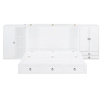 Queen Size Murphy Bed With Usb Port, Little Wardrobes And Drawers, White Queen White Particle Board Mdf