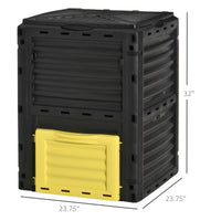 Outsunny Garden Compost Bin 80 Gallon Outdoor Large Capacity Composter Fast Create Fertile Soil Aerating Box, Easy Assembly, Yellow Yellow Polypropylene