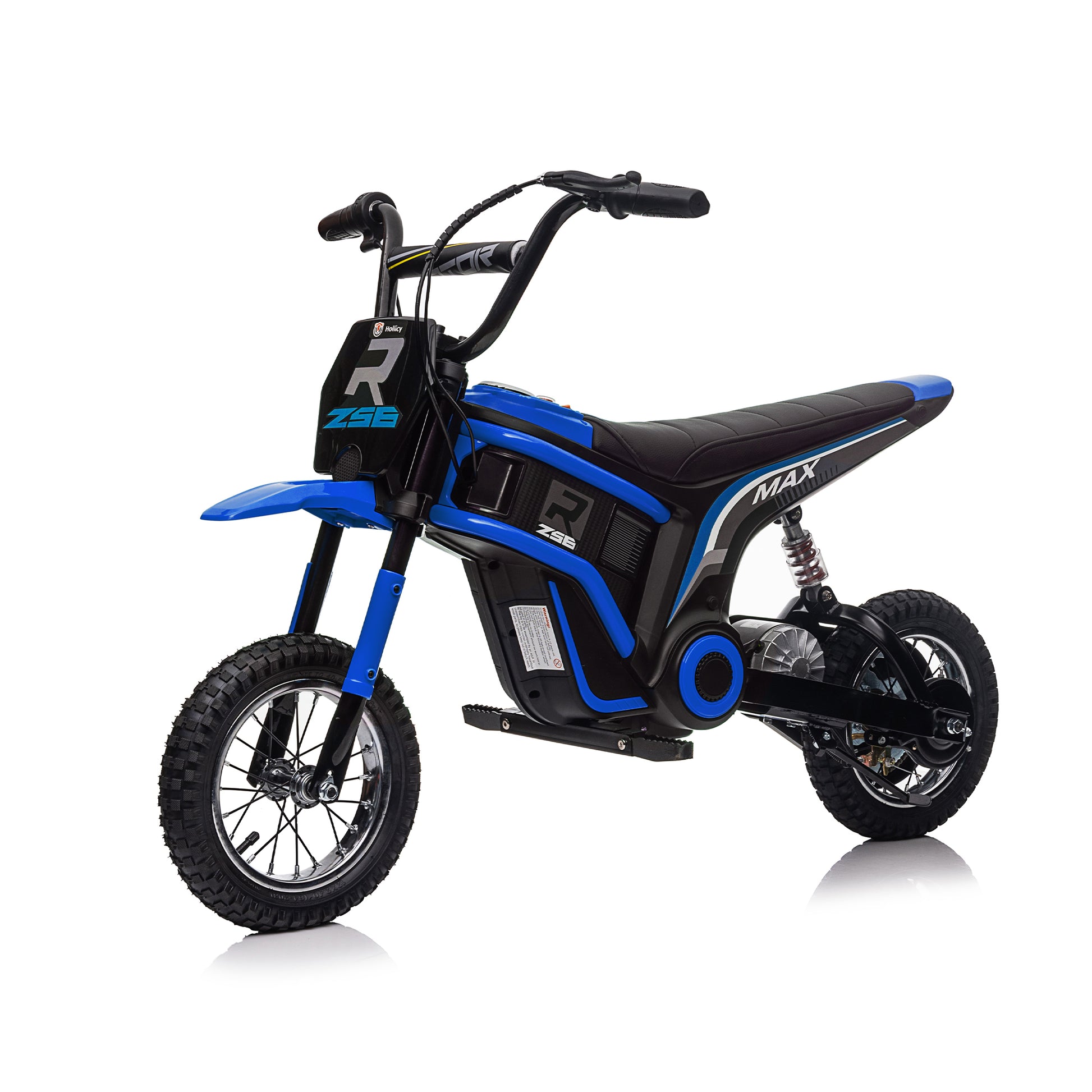 24V14Ah Kids Ride On 24V Electric Toy Motocross Motorcycle Dirt Bike Xxl Large,Speeds Up To 14.29Mph,Dual Suspension, Hand Operated Dual Brakes, Twist Grip Throttle, Authentic Motocross Bike Geometry Blue Polypropylene