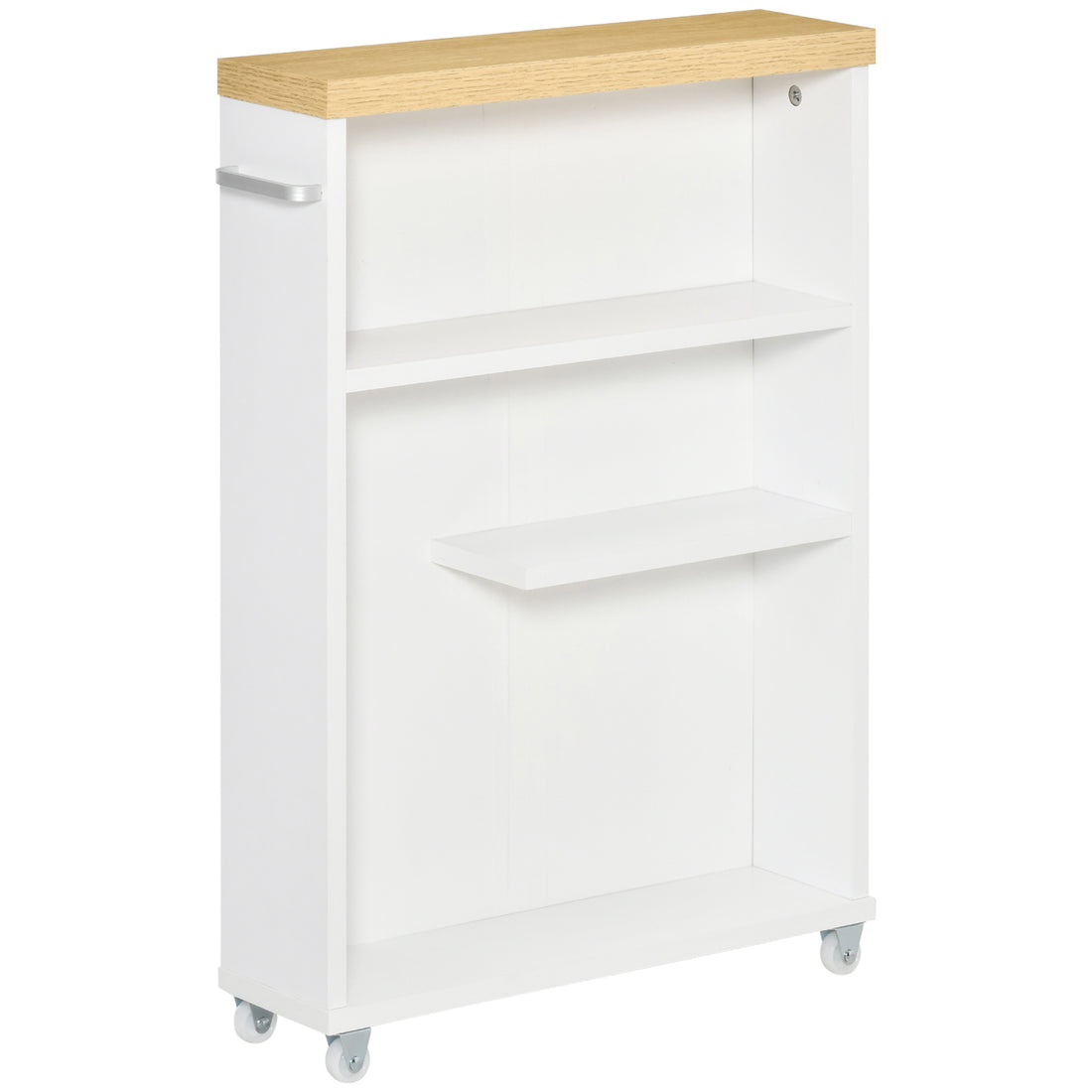 Kleankin Slim Bathroom Cabinet With Wheels Storage Organizer, White White Particle Board