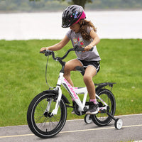 A16115 Kids Bike 16 Inch For Boys & Girls With Training Wheels, Freestyle Kids' Bicycle With Fender And Carrier. White Steel