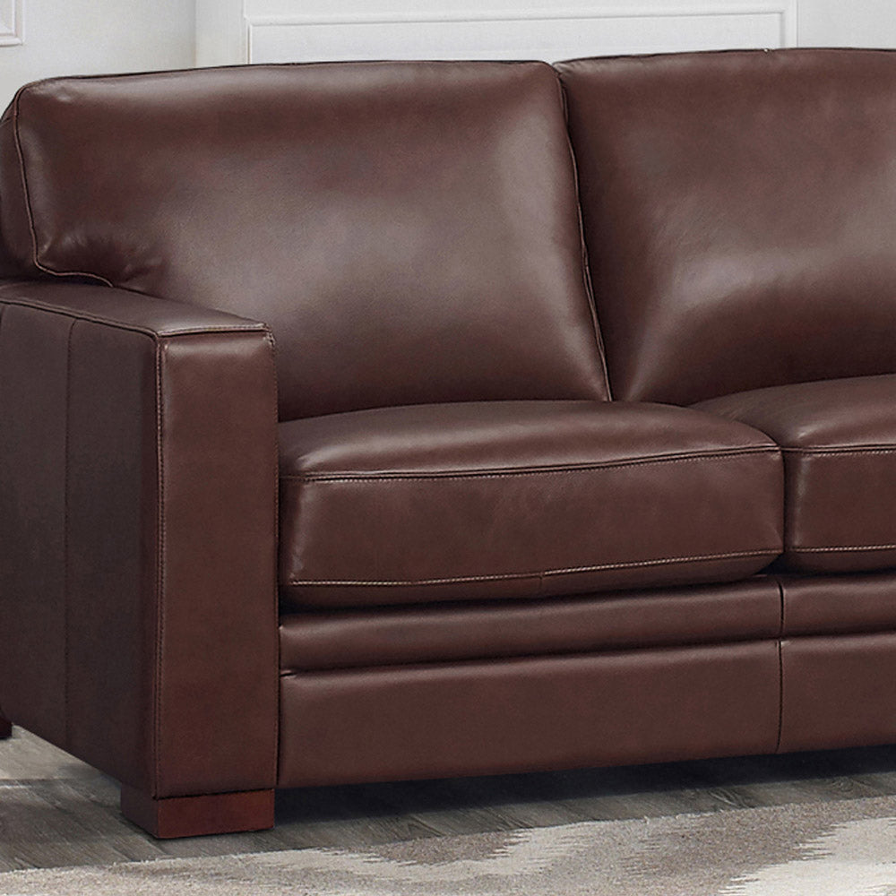 Dillon Leather Loveseat Raisin Down Filling Genuine Leather