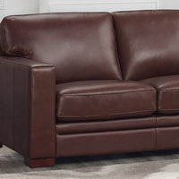 Dillon Leather Loveseat Raisin Down Filling Genuine Leather