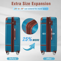 24 In Luggage 1 Piece With Tsa Lockexpandable Lightweight Suitcase Spinner Wheels, Vintage Luggage,Blue Change To Sku:N732P171621C Blue Abs