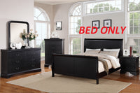 Modern 1Pc Eastern King Size Bed Bedroom Furniture Sleigh Design Headboard Footboard Plywood 1Pc Bedframe Box Spring Required King Black Wood Bedroom Contemporary,Modern,Transitional,Ultra Modern