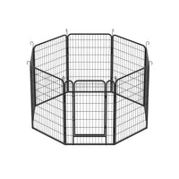 8 Panels Heavy Duty Metal Playpen With Door,39.37"H Dog Fence Pet Exercise Pen For Outdoor, Indoor Black Metal