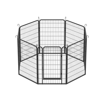 8 Panels Heavy Duty Metal Playpen With Door,39.37"H Dog Fence Pet Exercise Pen For Outdoor, Indoor Black Metal