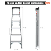 6 Fibreglass Step Ladder 250Lbs Grey Fiberglass
