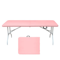 6Ft Pink Folding Table, Portable Plastic Table For Camping, Picnics, Parties, High Load Bearing Foldable Table Pink Garden & Outdoor Iron Plastic