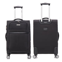 3 Piece Fabric Soft Luggage Set With Swivel Wheels And Password Lock, Black, 20 26 30 Inches Black Fabric