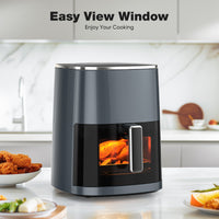 Air Fryer 6 Quart Capacity With Window Square Air Fryer 12 In 1 Air Fry, Roast, Reheat, Dehydrate, Bake, Steam With 400F, Gray Gray Polypropylene