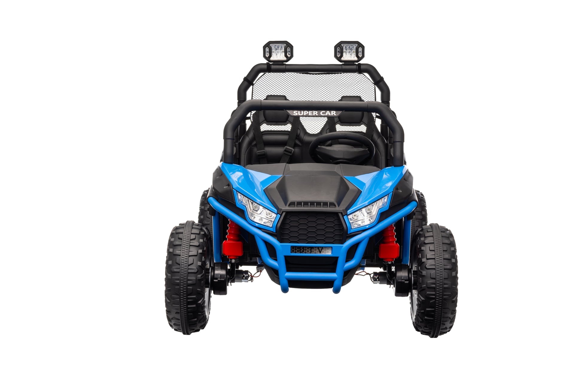 24V 2 Seater Ride On Car For Kids, 4X4 Off Road Utv Toy W Remote Control, 4X200W Powerful Motors, 20" Large Seat, 5 Mph Max Speed, Bluetooth, Mp3, Lights, Electric Car For Big Kids Blue Abs