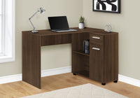 Computer Desk, Home Office, Corner, Storage Drawers, 46"L, L Shape, Work, Laptop, Walnut Laminate, Contemporary, Modern Walnut Particle Board