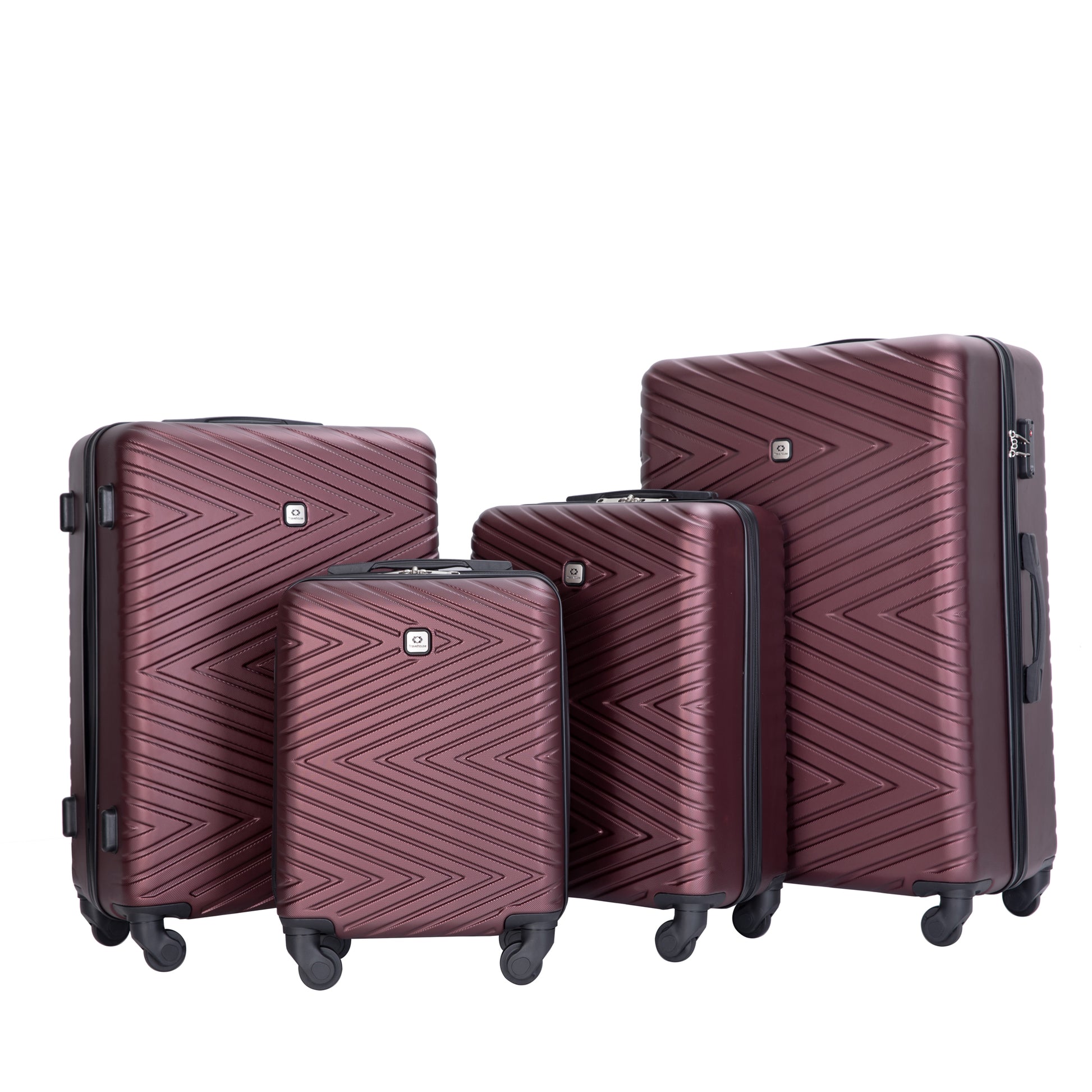 Luggage 4 Piece Abs Lightweight Suitcase With Rotating Wheels, 24 Inch And 28 Inch With Tsa Lock, 16 20 24 28 Wine Red Wine Red Abs