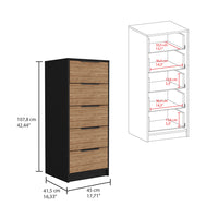 Washington Five Drawer Dresser Multicolor Bedroom Modern Mdf Engineered Wood