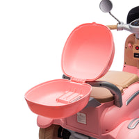 12V Two Seater Kids Ride On Electric Motorcycle,Three Wheels Kids Toy With Slow Start,Multi Function Player,Usb,Bluetooth, Light,Backseat Flip Adult Seat, Oversized Storage Box For Kids Aged 3 6. Pink Plastic