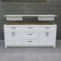 Solid Wood 72 Inch Bathroom Vanity With Double Sink Combo, Modern Vanity Cabinet With 4 Soft Closing Doors & 3 Full Extension Dovetail Drawers White 3 White 4 4 48 In & Above 32 To 35 In Soft Close Doors Bathroom Freestanding Luxury,Modern 20 25 Inches